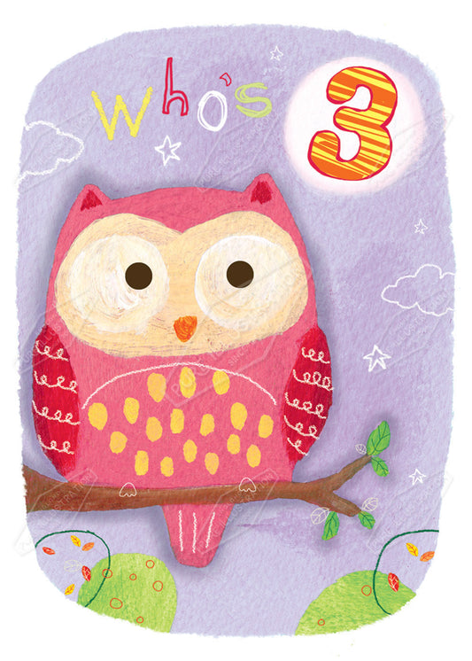 Birthday Owl Age Card Greeting Card Design by Cory Reid for Pure art Licensing Agency & Surface Design Studio