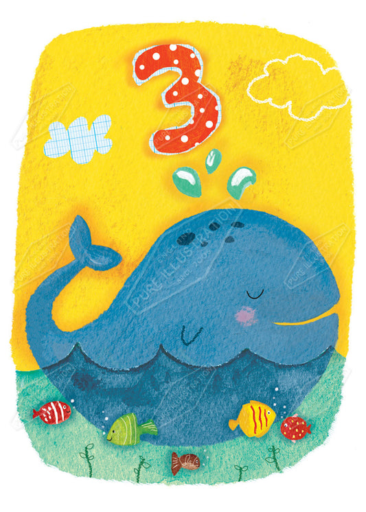 Birthday Whale Age Card Greeting Card Design by Cory Reid for Pure art Licensing Agency & Surface Design Studio