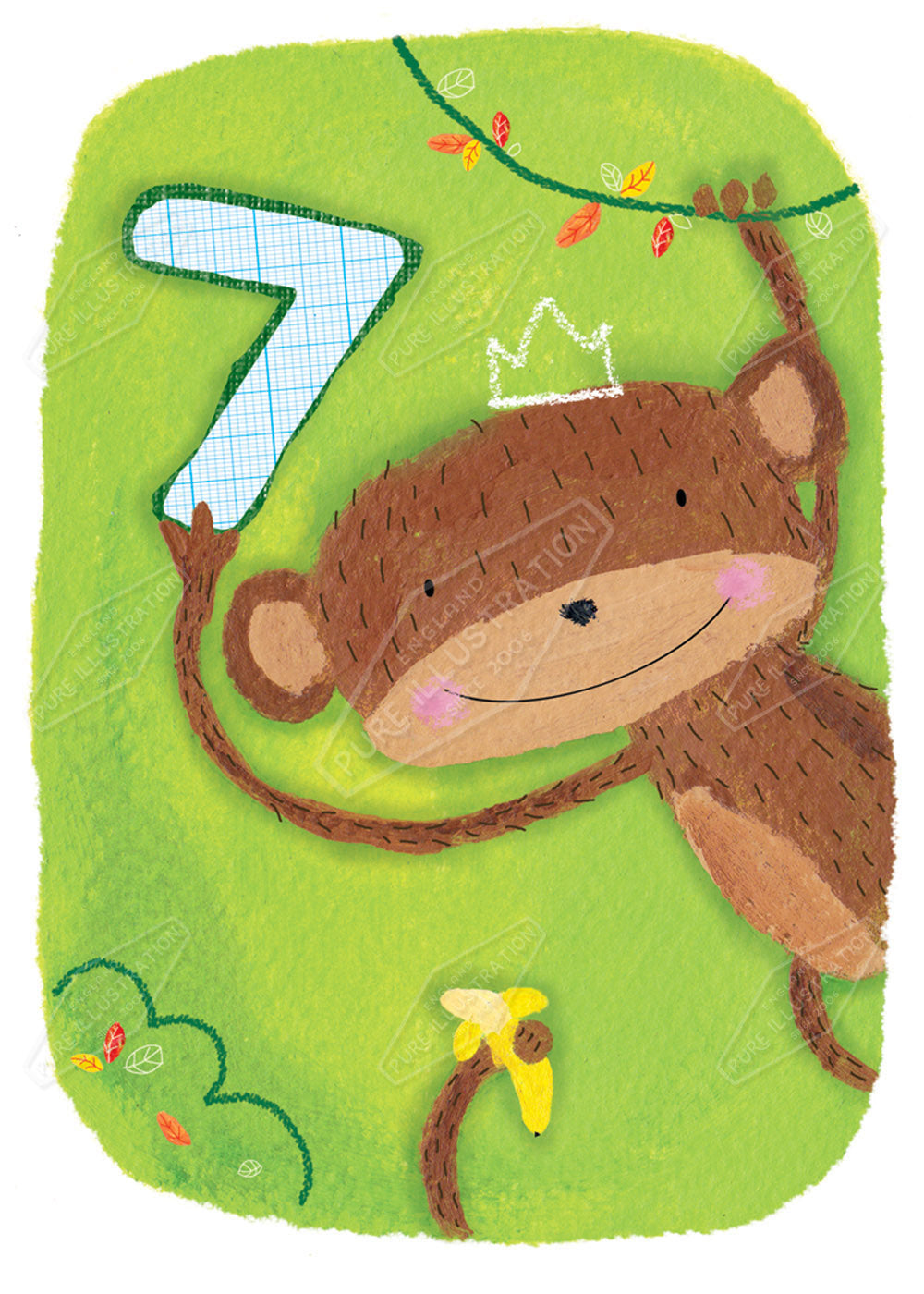 Birthday Monkey Age Card Greeting Card Design by Cory Reid for Pure art Licensing Agency & Surface Design Studio
