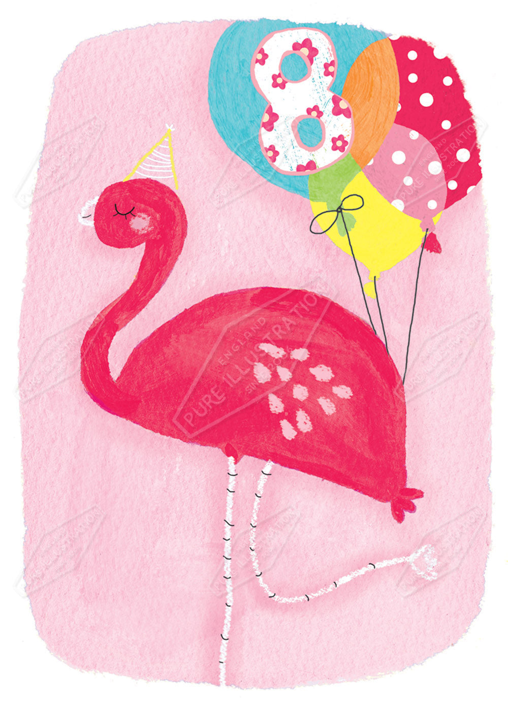 Birthday Flamingo Age Card Greeting Card Design by Cory Reid for Pure art Licensing Agency & Surface Design Studio