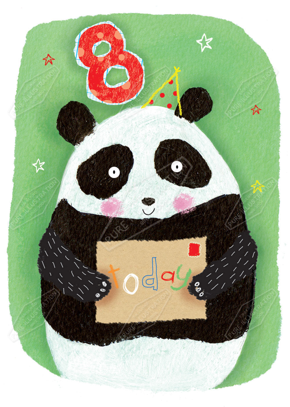 Birthday Panda Age Card Greeting Card Design by Cory Reid for Pure art Licensing Agency & Surface Design Studio