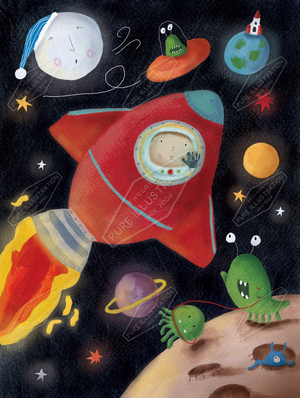 Children's Space Design by Cory Reid for Pure Art Licensing Agency & Surface Design Studio