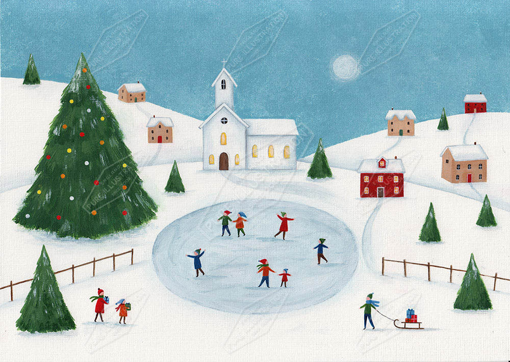 00029765AAI - Winter Skaters by Anna Aitken - Pure Art Licensing & Surface Design Agency