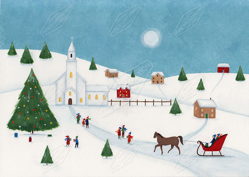 00029767AAI - Winter Church Scene by Anna Aitken - Pure Art Licensing & Surface Design Agency