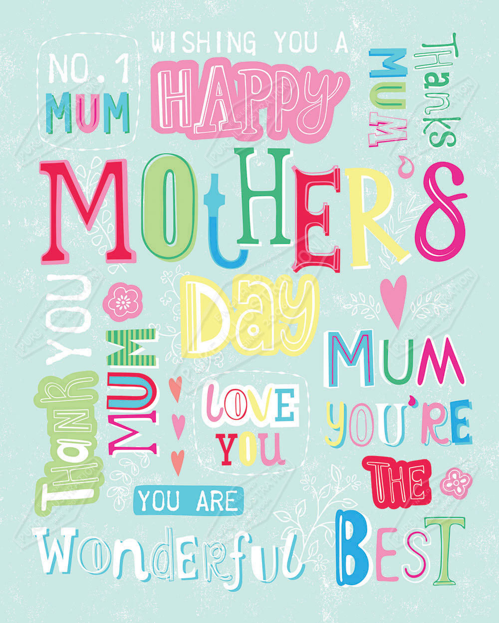 Mother's Day Text Pattern Design by Gill Eggleston for Pure Art Licensing Agency & Surface Design Studio