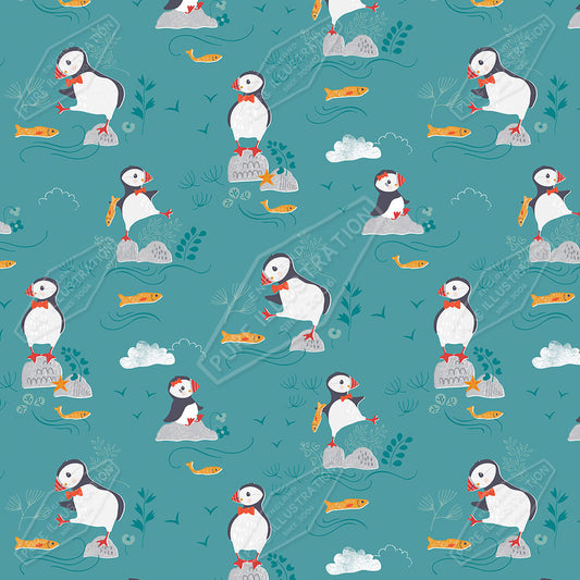Penguin Christmas Pattern Design by Gill Eggleston for Pure Art Licensing Agency & Surface Design Studio