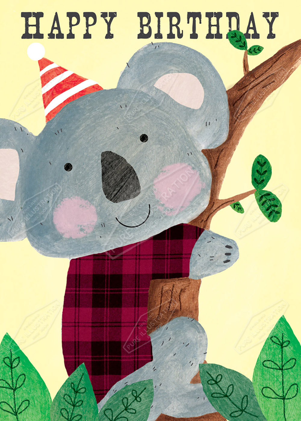 Birthday Koala Greeting Card Design by Cory Reid for Pure Art Licensing Agency & Surface Design Studio