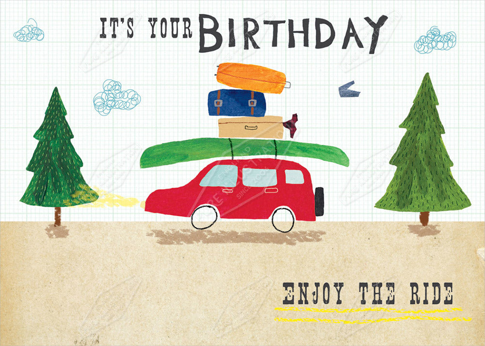 Birthday Car Greeting Card Design by Cory Reid for Pure Art Licensing Agency & Surface Design Studio