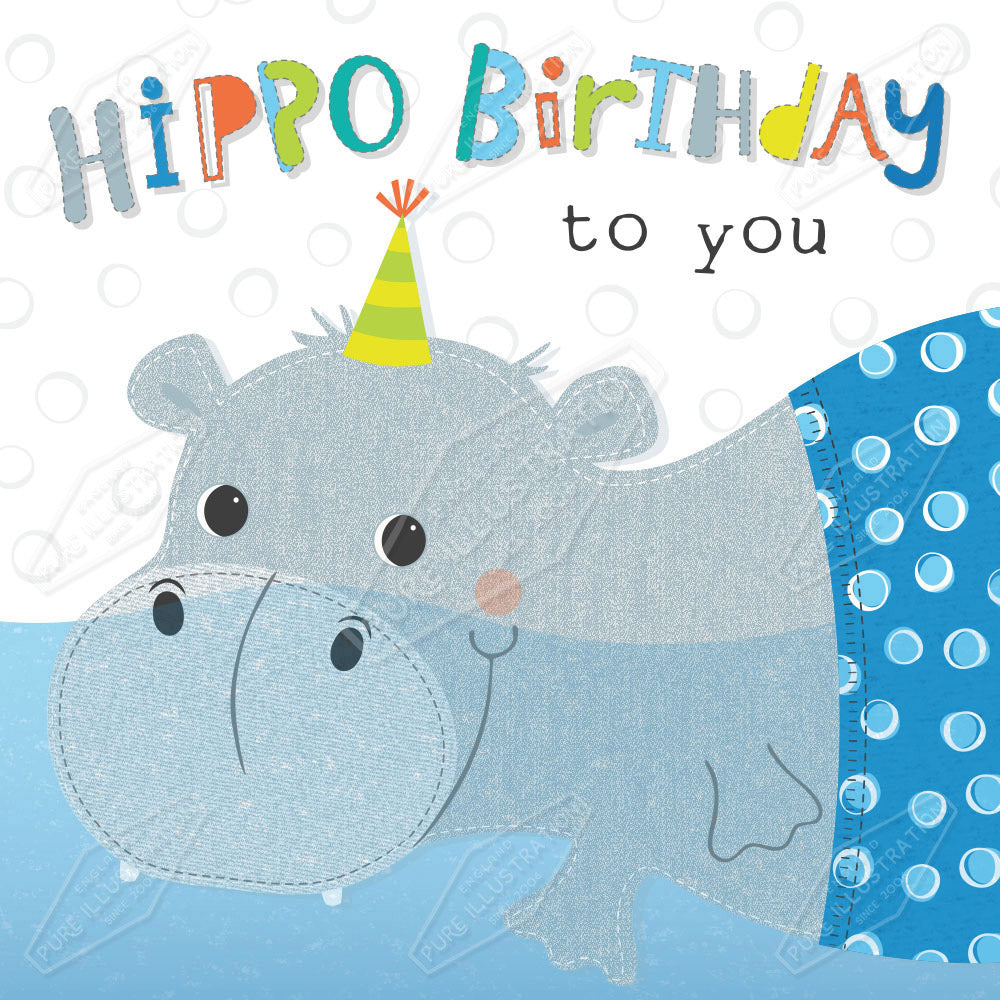 Children's Birthday Hippo Design by Victoria Marks for Pure Art Licensing Agency & Surface Design Studio