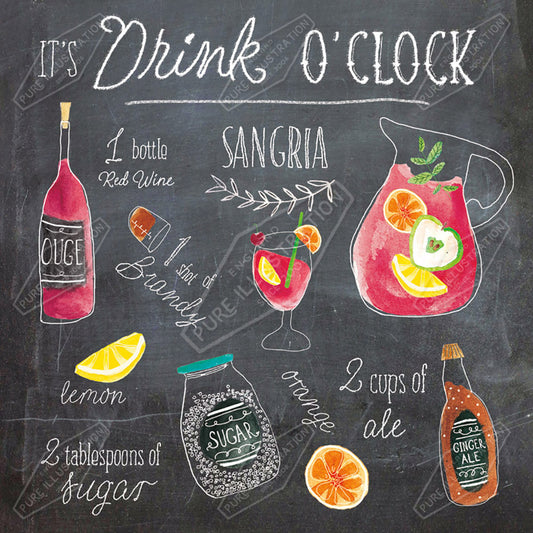 Sangria Recipe Illustration by Cory Reid for Pure Art Licensing Agency & Surface Design Studio