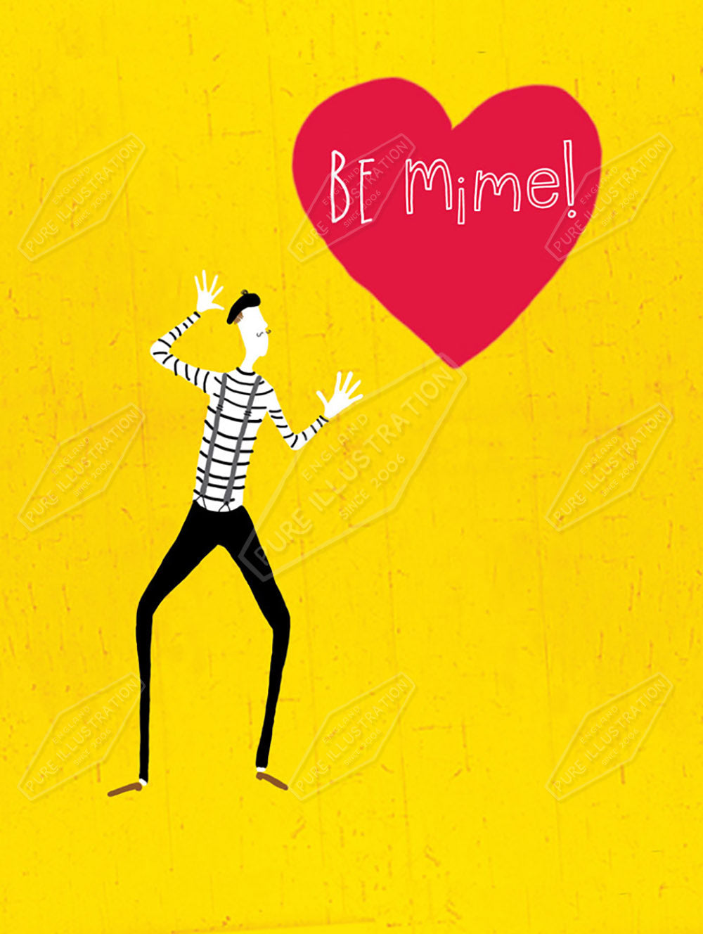 Be Mime Humour Valentines Design by Cory Reid for Pure Art Licensing Agency & Surface Design Studio