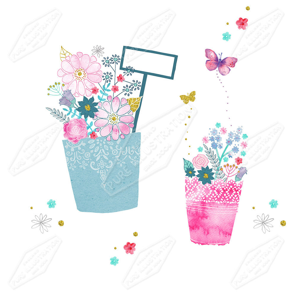 Birthday Gardening Pots Design by Victoria Marks for Pure Art Licensing Agency & Surface Design Studio