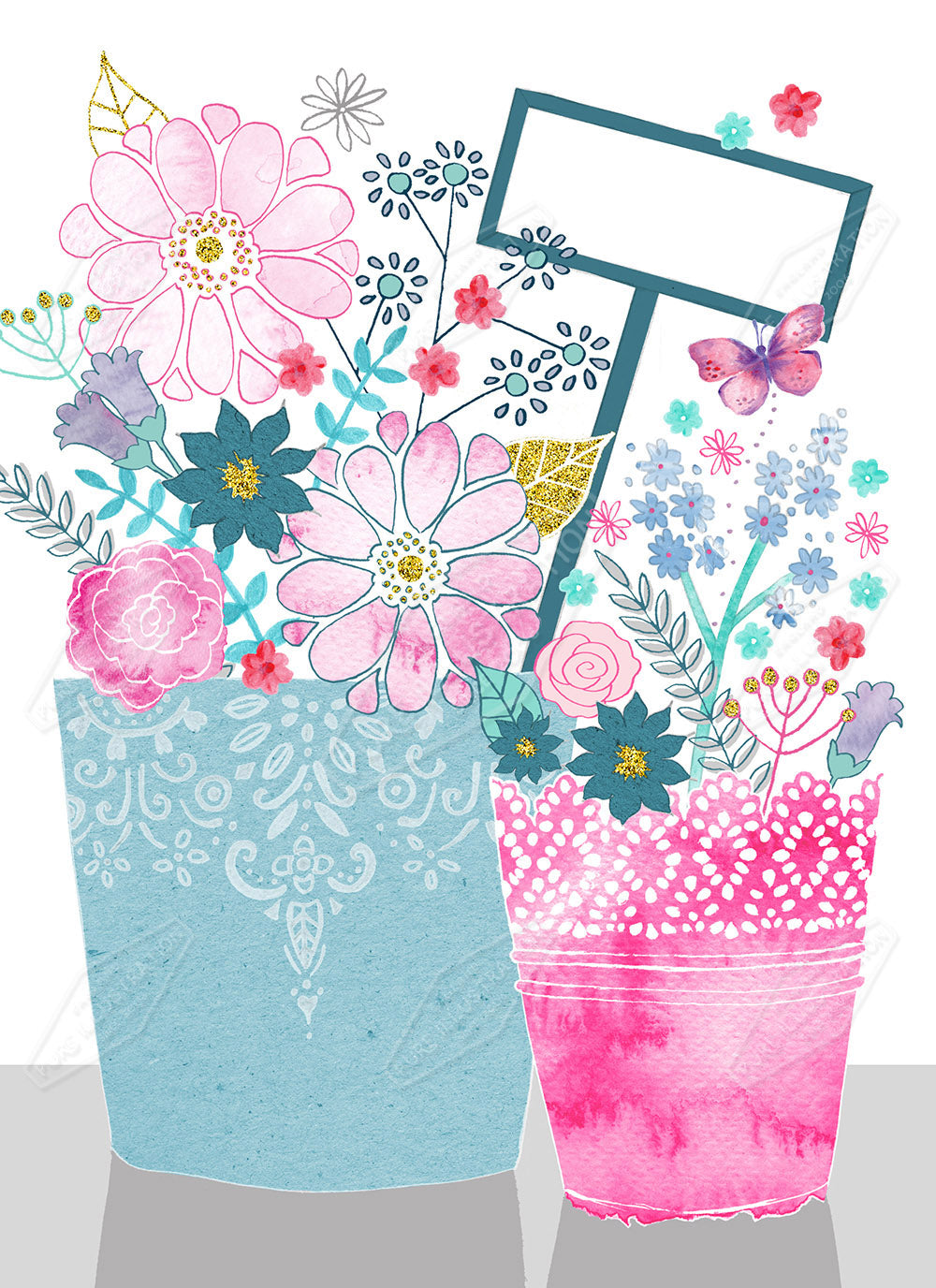 Birthday Gardening Pots Design by Victoria Marks for Pure Art Licensing Agency & Surface Design Studio