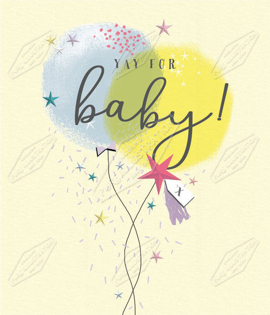 00030036SLA- Sarah Lake is represented by Pure Art Licensing Agency - New Baby Greeting Card Design