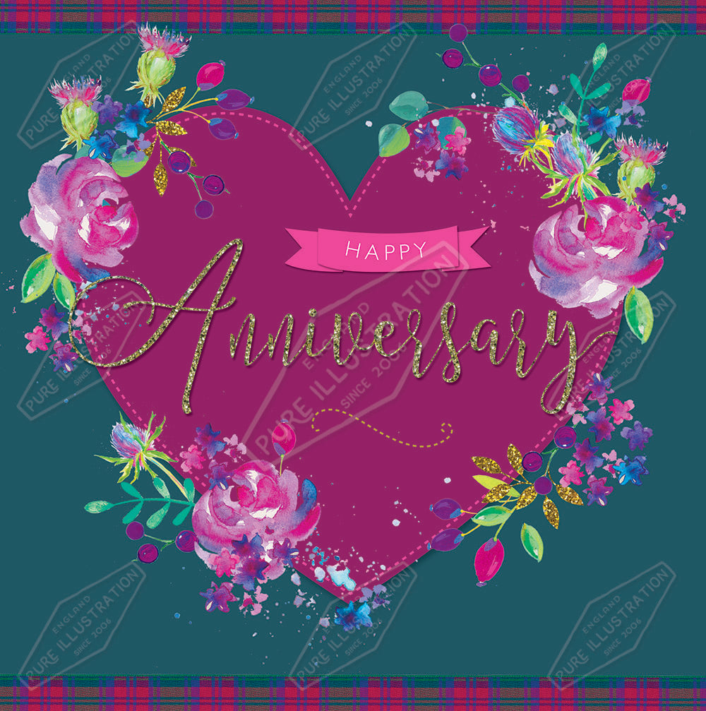 00032030KSP- Kerry Spurling is represented by Pure Art Licensing Agency - Anniversary Greeting Card Design