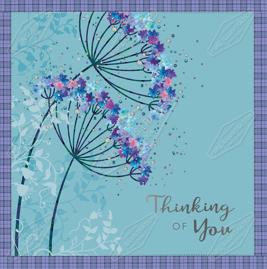 00032031KSP- Kerry Spurling is represented by Pure Art Licensing Agency - Thinking of You Greeting Card Design