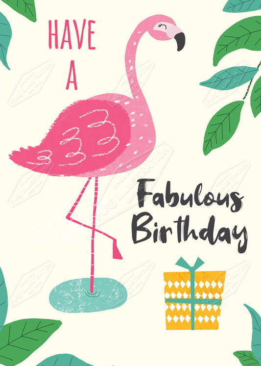 Flamingo Birthday Greeting Card Design by Cory Reid for Pure Art Licensing Agency & Surface Design Studio