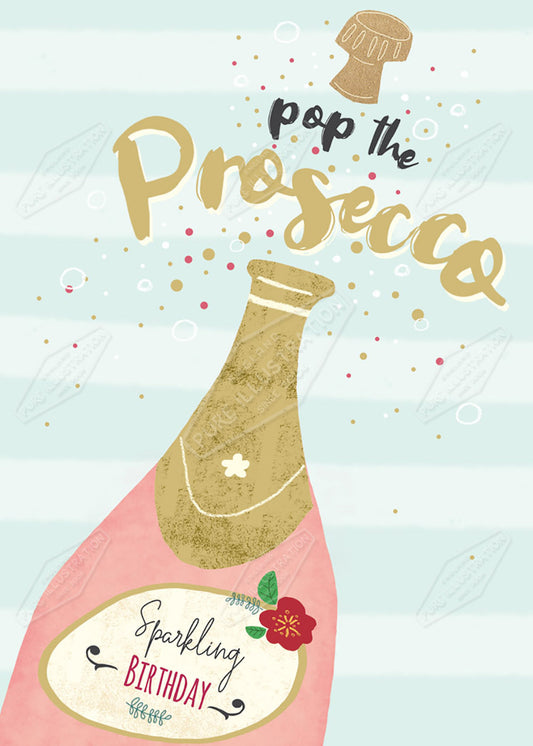 Sparkling Wine Birthday Party Greeting Card Design by Cory Reid for Pure Art Licensing Agency & Surface Design Studio