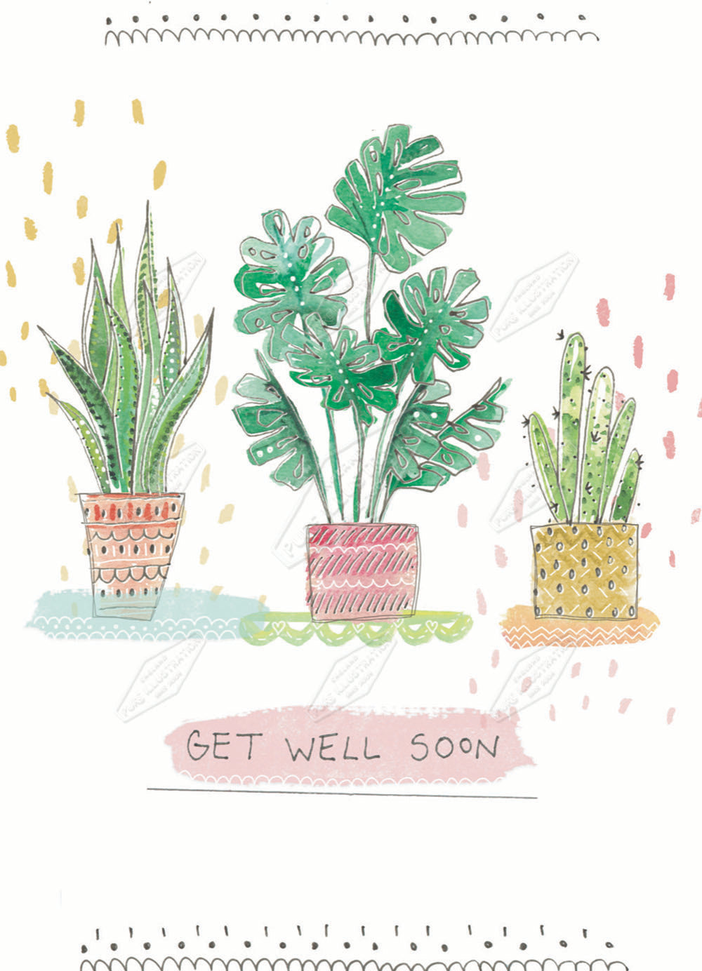 00032247KSP- Kerry Spurling is represented by Pure Art Licensing Agency - Get Well Greeting Card Design