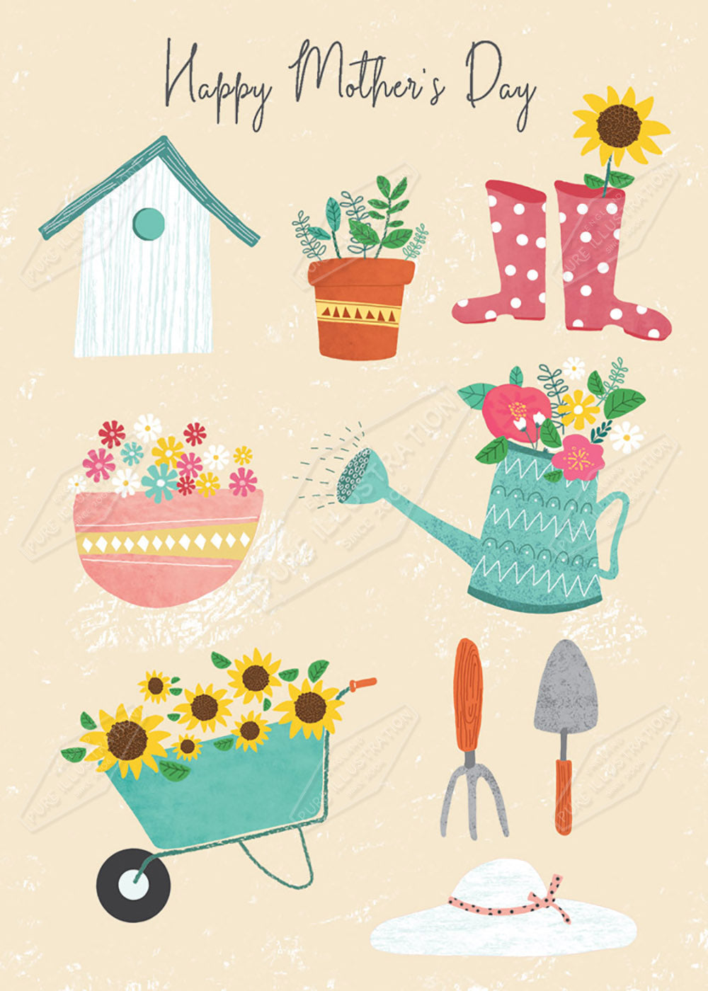 Mother's Day Gardening Greeting Card Design by Cory Reid for Pure Art Licensing Agency & Surface Design Studio