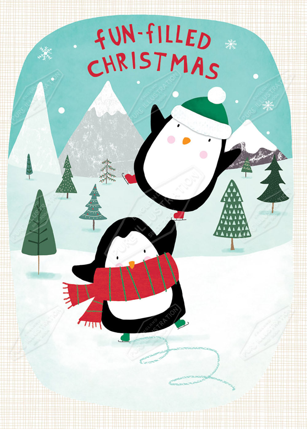 Skating Penguins Illustration by Cory Reid for Pure Art Licensing Agency & Surface Design Studio