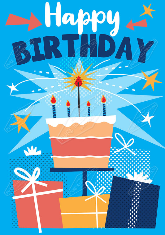 00032875RSW - Luke Swinney is represented by Pure Art Licensing Agency - Birthday Greeting Card Design