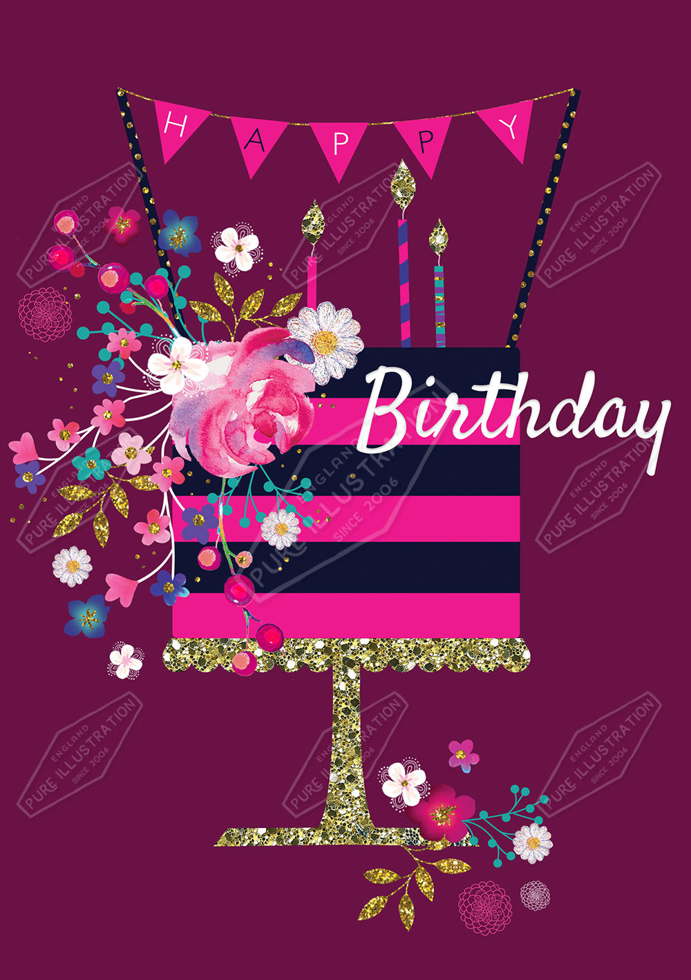 00033191KSP- Kerry Spurling is represented by Pure Art Licensing Agency - Birthday Greeting Card Design