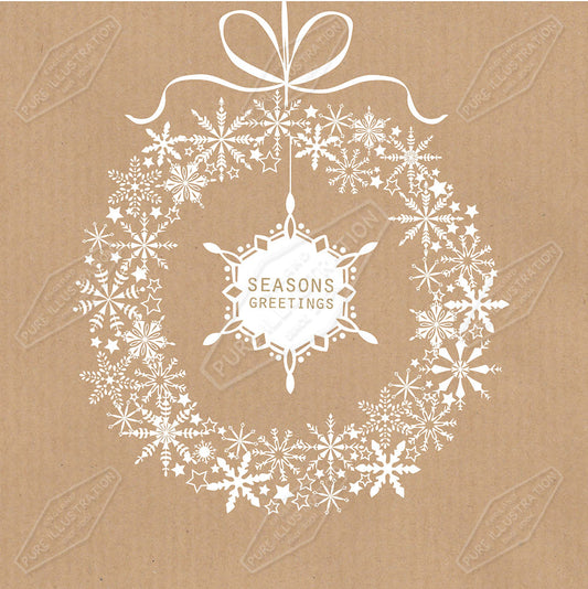 00033205AMC - Snowflake Wreath Christmas Greeting Card Design by Amanda McDonough for Pure Art Licensing Agency - Surface Design Studio