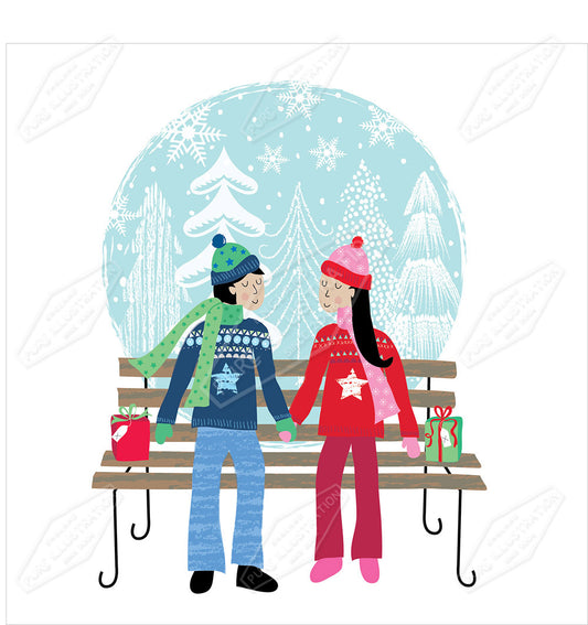 00033493AMC - Couples Christmas Greeting Card Design by Amanda McDonough for Pure Art Licensing Agency - Surface Design Studio