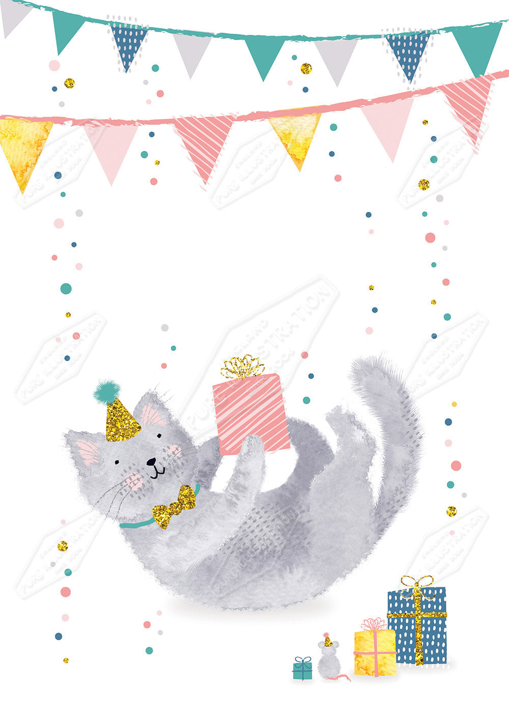 Birthday Cat Design by Victoria Marks for Pure Art Licensing Agency & Surface Design Studio
