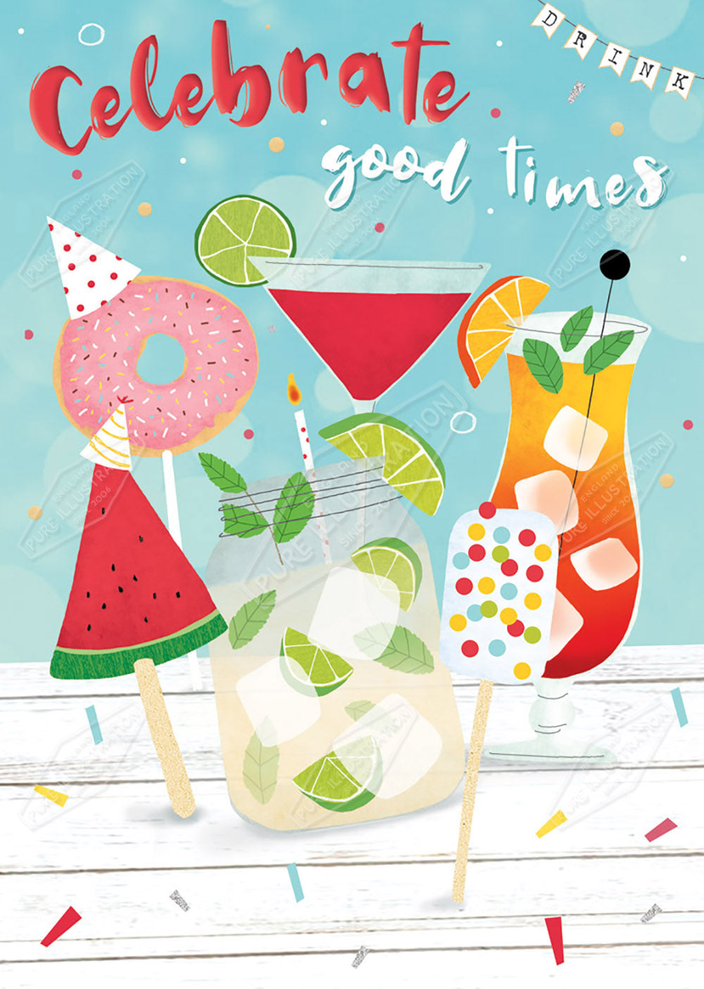 Coctail Party Celebration Illustration by Cory Reid for Pure Art Licensing Agency & Surface Design Studio
