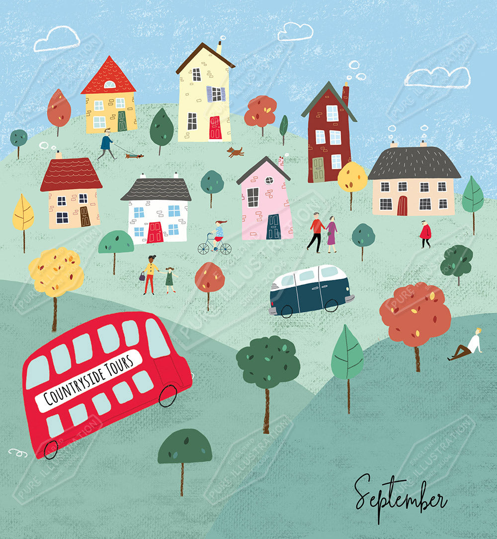 Summer Town Greeting Card Design by Cory Reid for Pure Art Licensing & Surface Design Agency & Surface Design Studio
