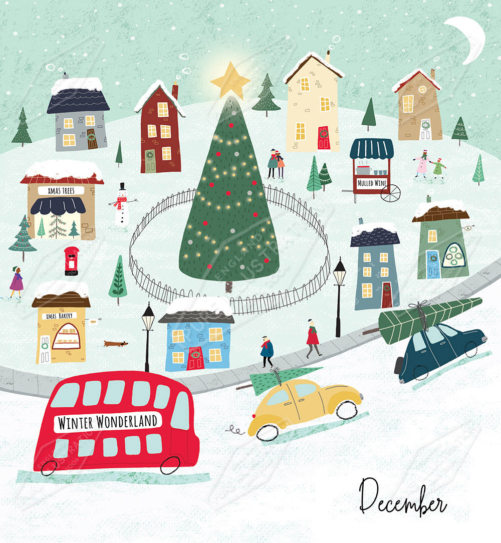 Christmas Town Greeting Card Design by Cory Reid for Pure Art Licensing & Surface Design Agency