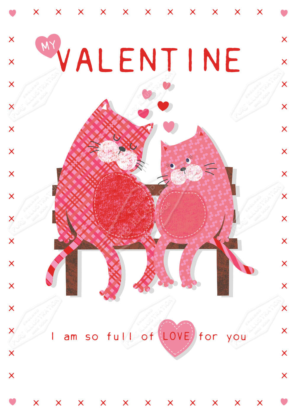 Valentines Cats Design by Gill Eggleston for Pure Art Licensing Agency & Surface Design Studio