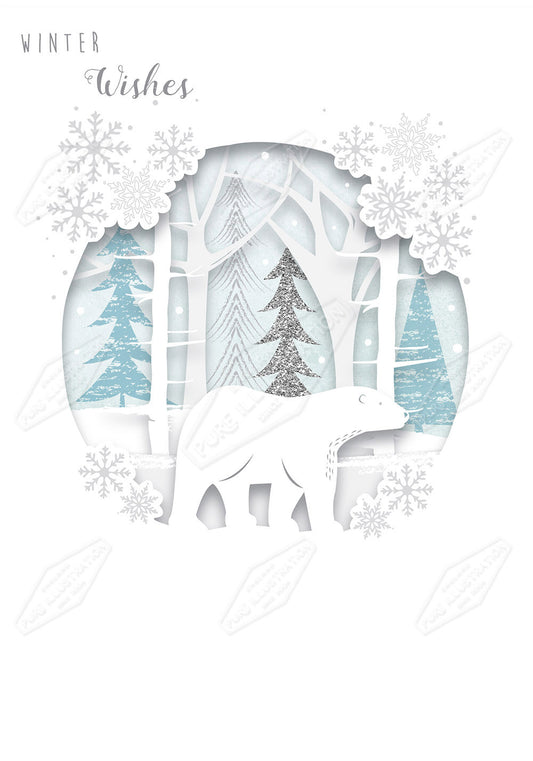 00033768AMC - Polar Bear Christmas Laser Cut by Amanda McDonough - represented by Pure Art Licensing Agency - Christmas Greeting Card Design