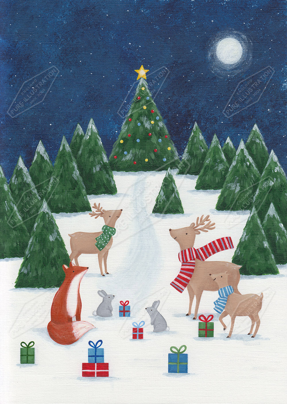 00033885AAI - Christmas Wildlife Greeting Card Design - Pure International Art Licensing Agency
