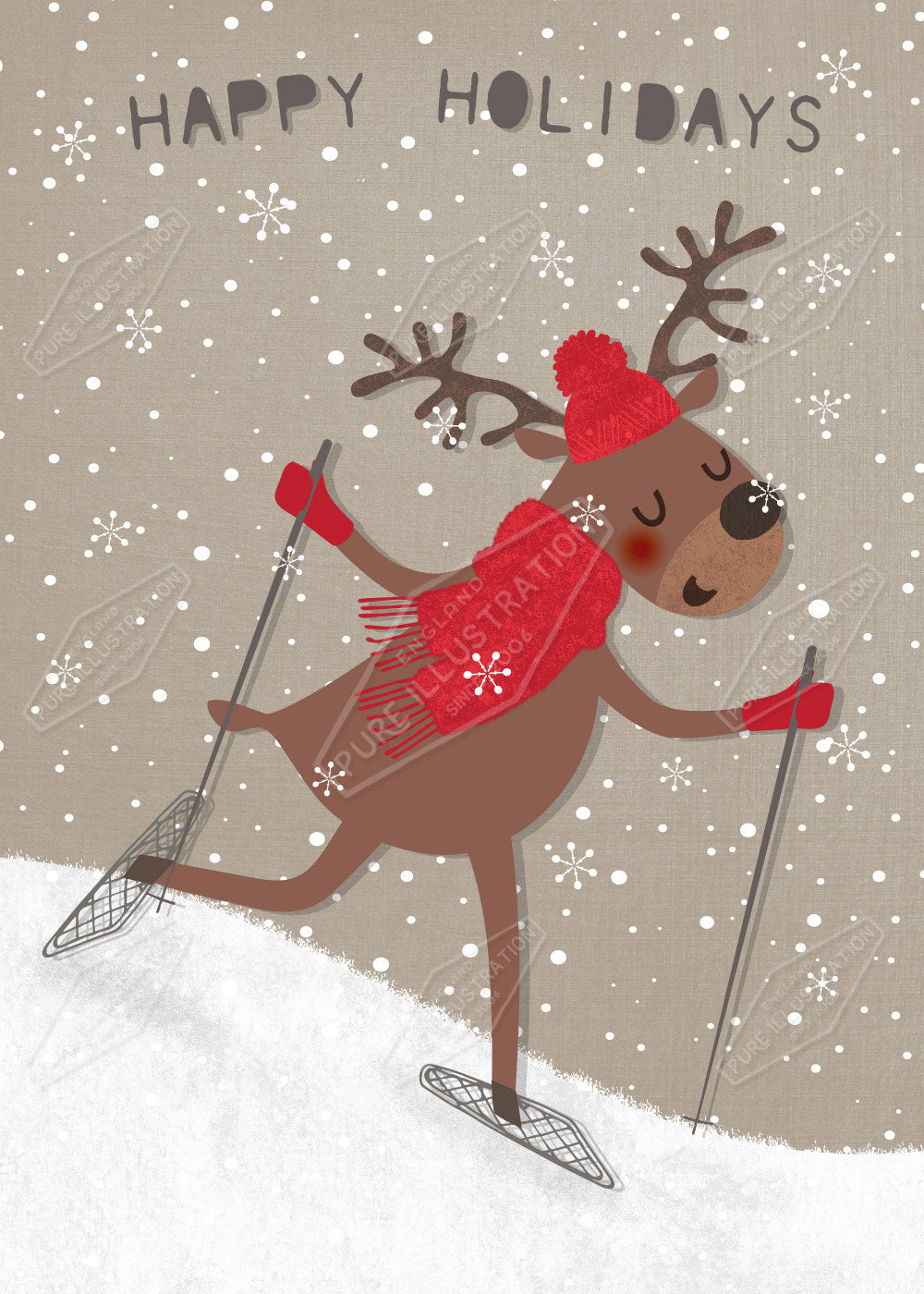 Christmas Skiing Reindeer Design by Gill Eggelston for Pure Art Licensing Agency & Surface Design Studio