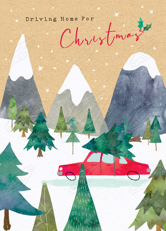 Driving Home For Christmas Greeting Card Design by Cory Reid for Pure Art Licensing Agency & Surface Design Studio