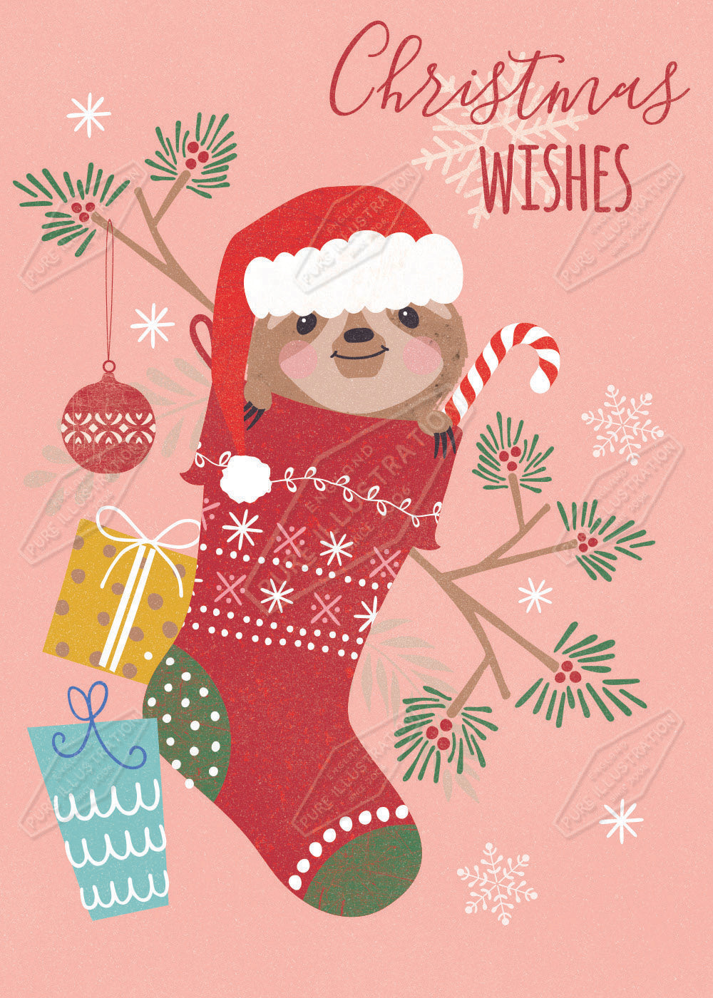 Sloth Christmas Design by Gill Eggleston for Pure Art Licensing Agency & Surface Design Studio