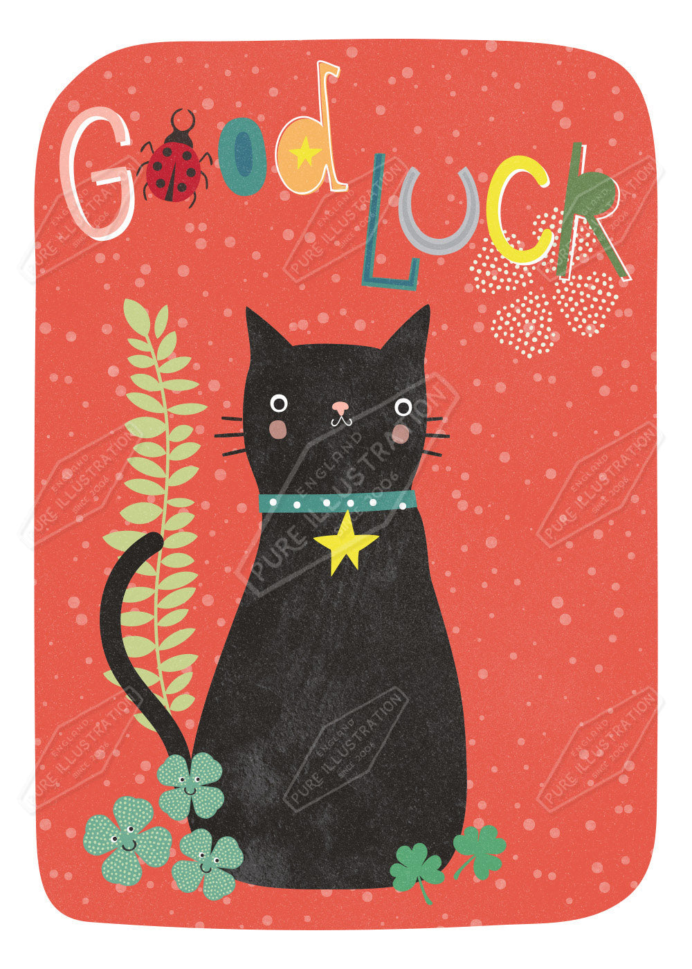 Good Luck Cat Design by Gill Eggleston for Pure Art Licensing Agency & Surface Design Studio