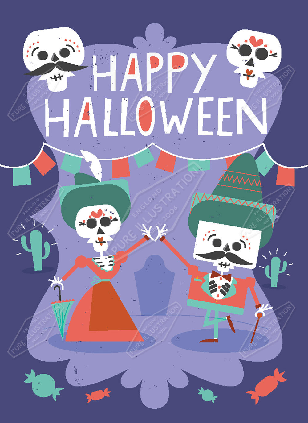 00034054RSW - Luke Swinney is represented by Pure Art Licensing Agency - Halloween Greeting Card Design
