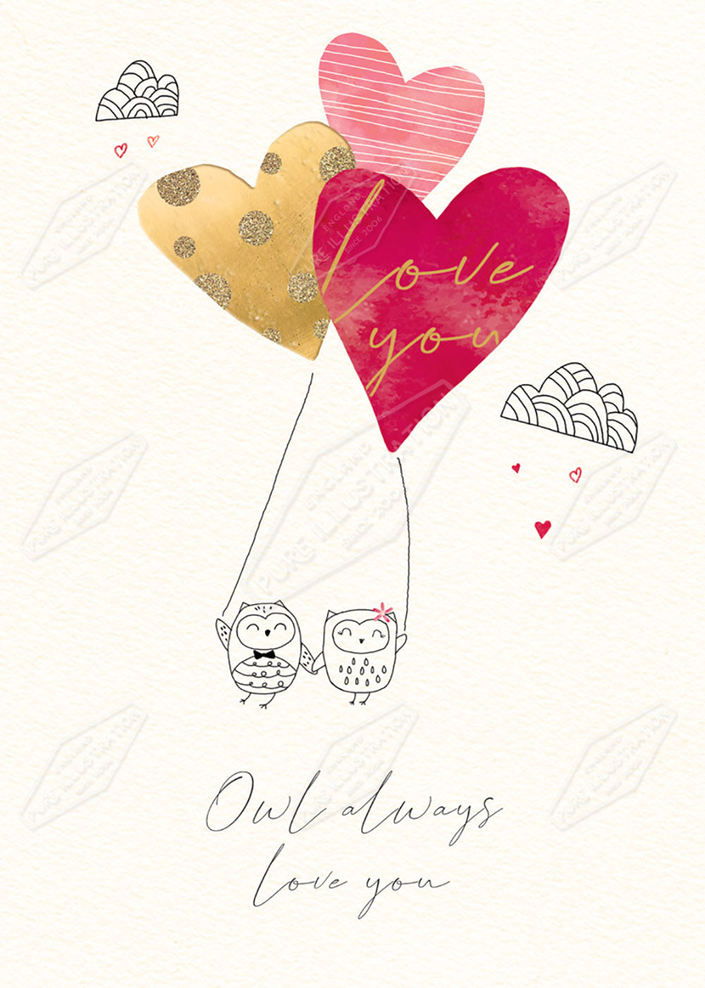 Valentines / Anniversary Owls Greeting Card Design by Cory Reid - Pure Art Licensing Agency & Surface Design Studio