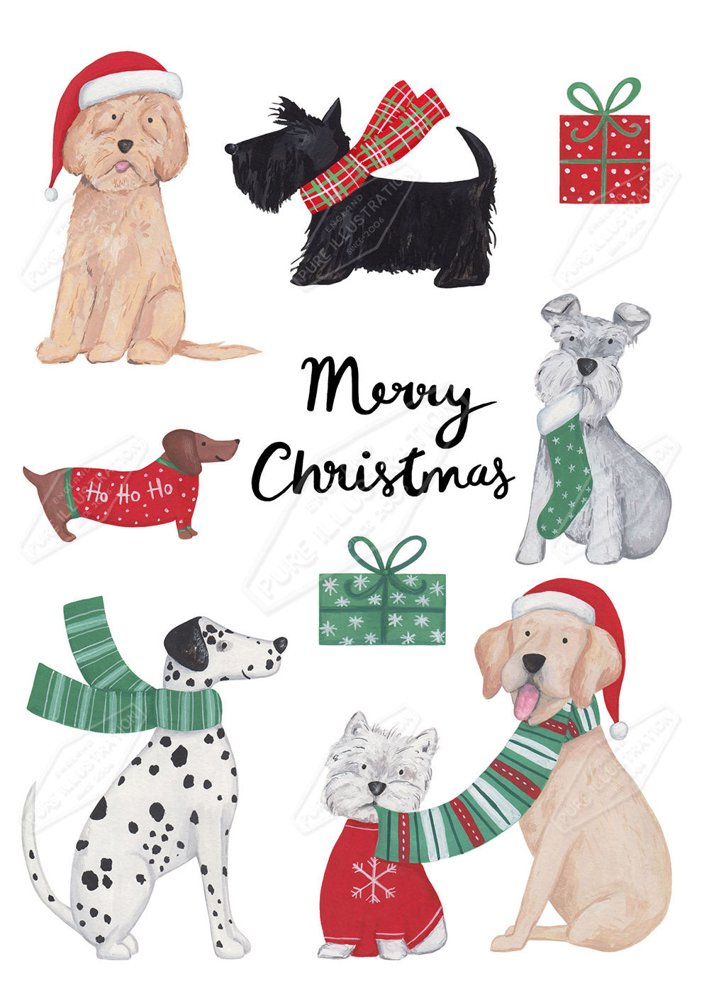 00034175AAI - Christmas Dogs - Greeting Card Design - Pure Art Licensing Agents