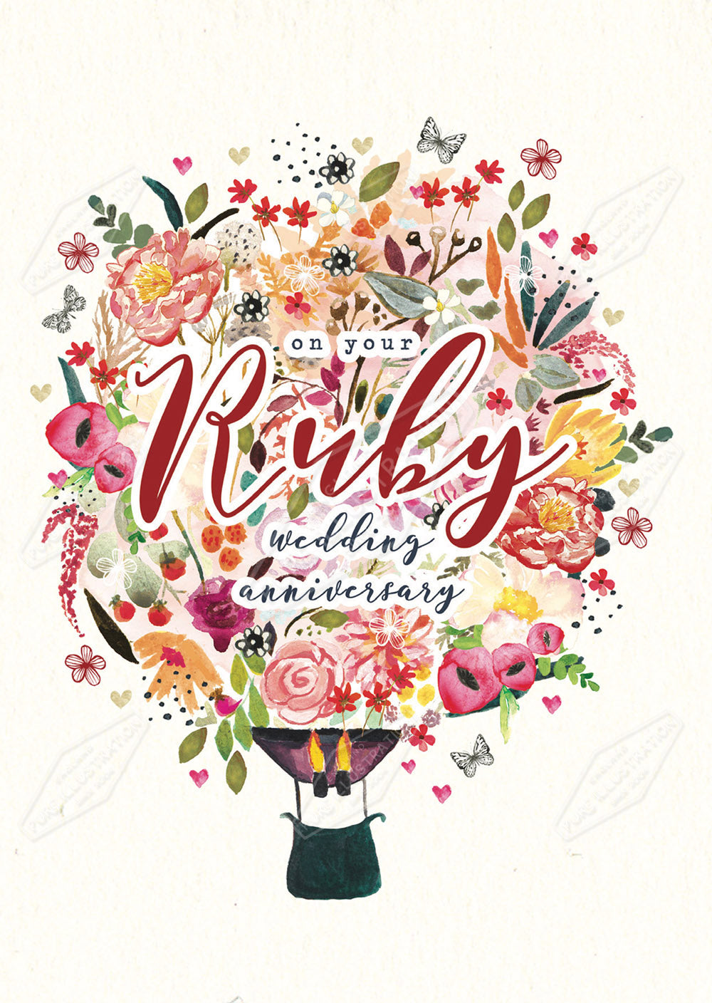 00034373EST- Emily Stalley is represented by Pure Art Licensing Agency - Anniversary Greeting Card Design