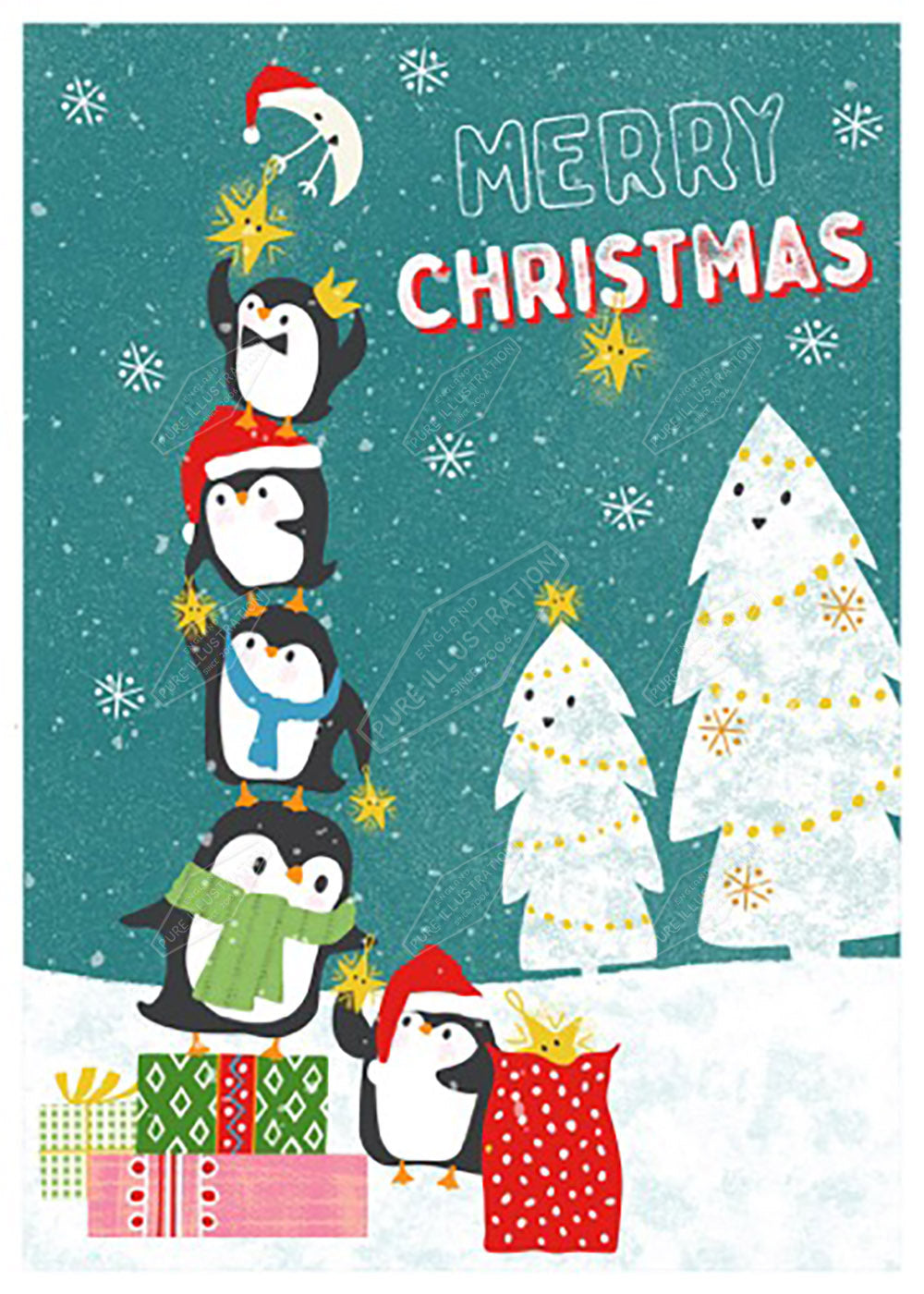 Christmas Penguin Party Design by Gill Eggleston for Pure Art Licensing Agency & Surface Design Studio