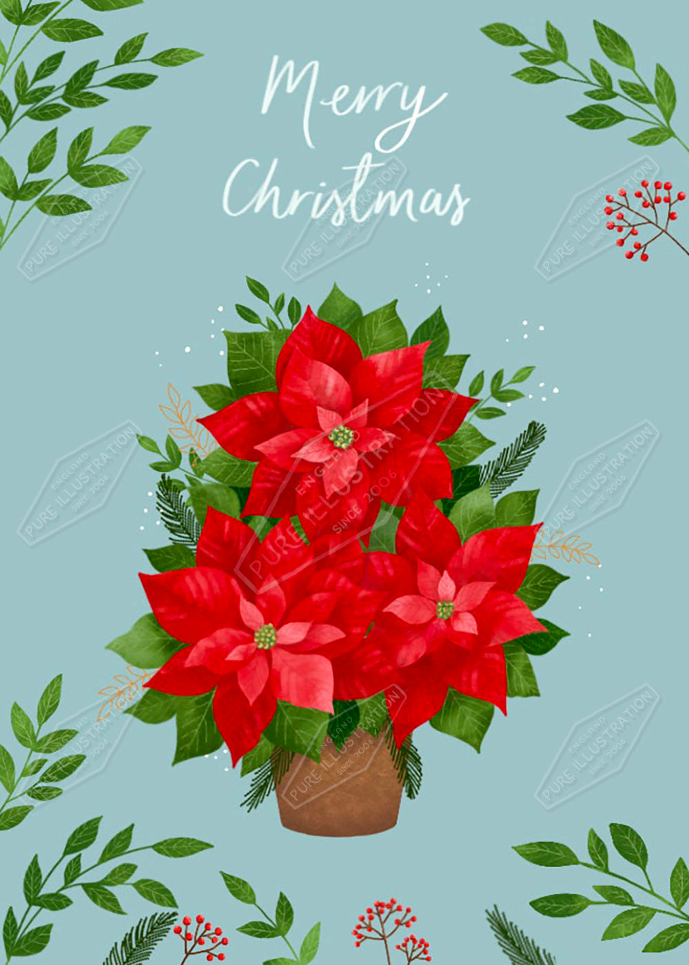 00034628AAI - Pure Art Licensing Agency - Ponsettia Christmas Card Design by Anna Aitken
