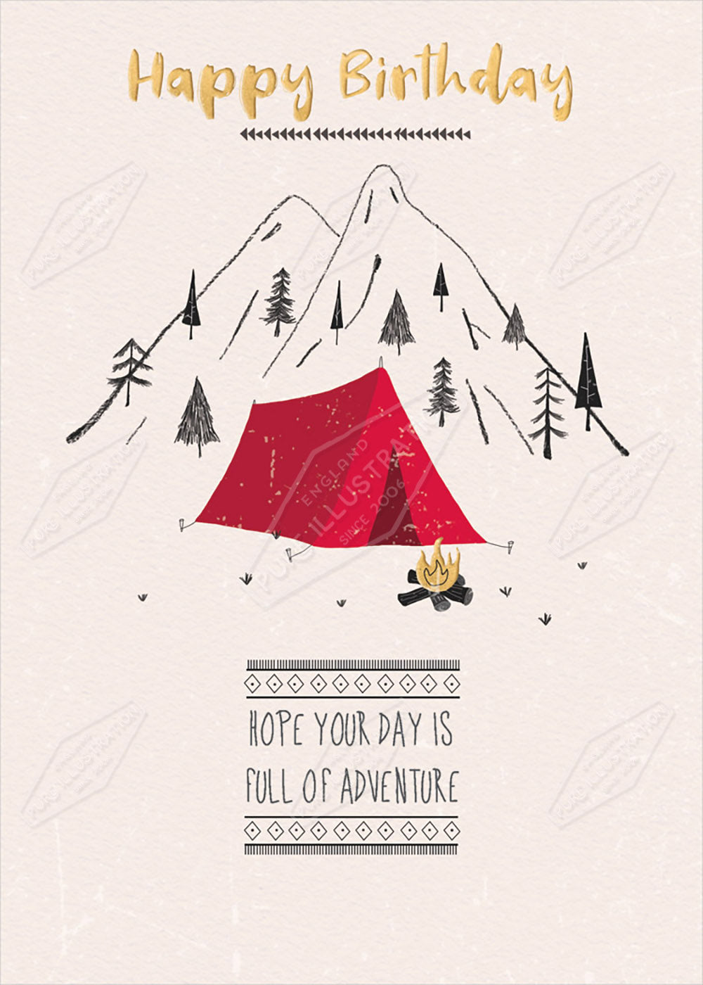 Birthday Camping Illustration by Cory Reid - Pure Art Licensing Agency & Surface Design Studio