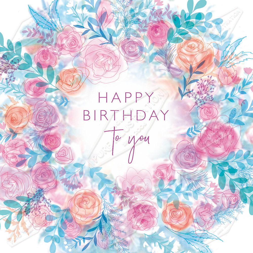 00034852CMI - Happy Birthday Floral Greeting Card Design - Pure Art Licensing Agency