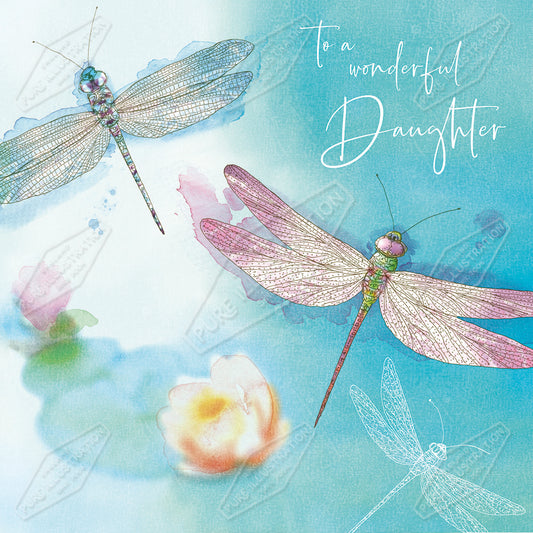 00034857CMI - Happy Birthday Daughter - Dragonflies & Flowers - Pure Art Licensing Agency