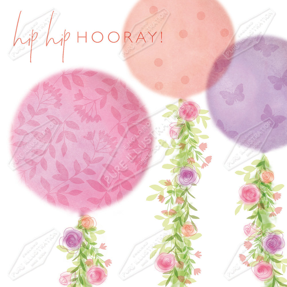 00034868CMI - Hip Hip Hooray Balloons - Greeting Card Design - Pure Art Licensing Design Studio